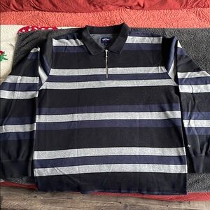 Men's Striped Sweater - Black and Gray